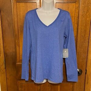 Nike Dri Fit V Neck Lightweight Long Sleeve NEW Athletic Cut Size Large